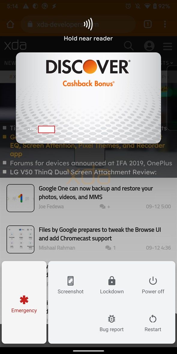 Android 10 Quick Wallet Access