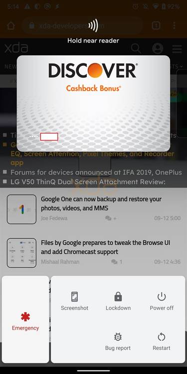 Android 10 Quick Wallet Access