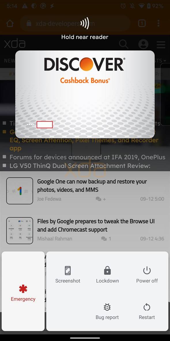 Android 10 Quick Wallet Access