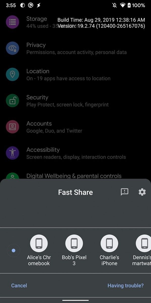 Android Fast Share file transfer