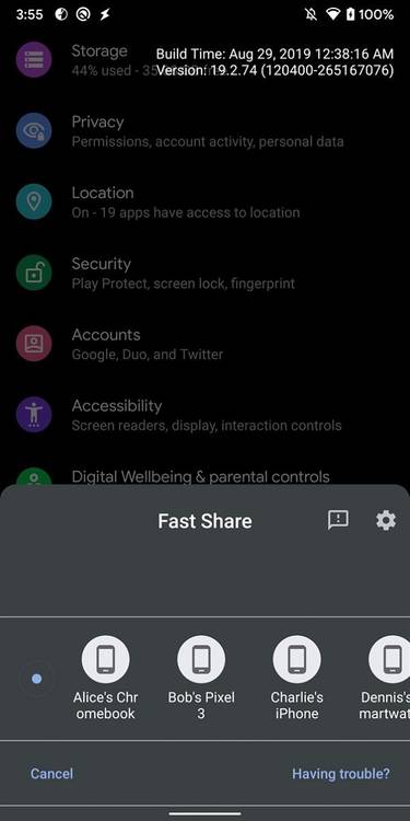 Android Fast Share file transfer