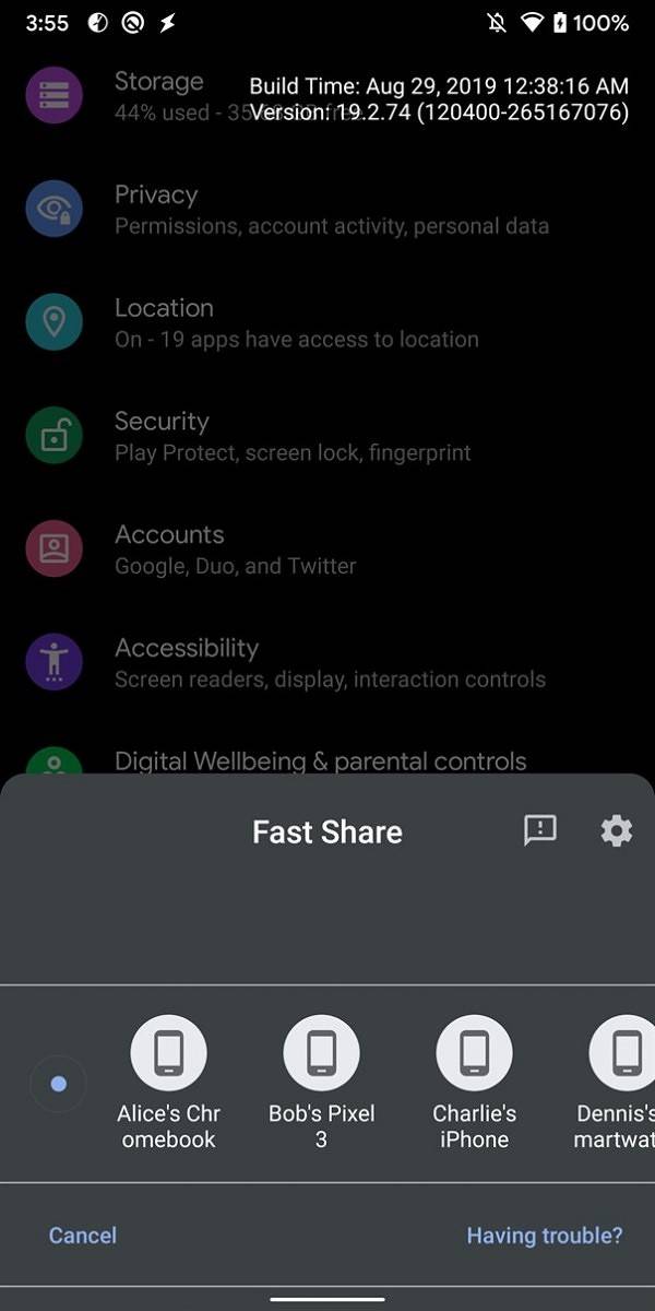 Android Fast Share file transfer
