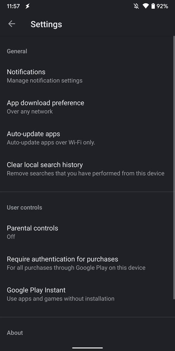 Google Play Store dark mode