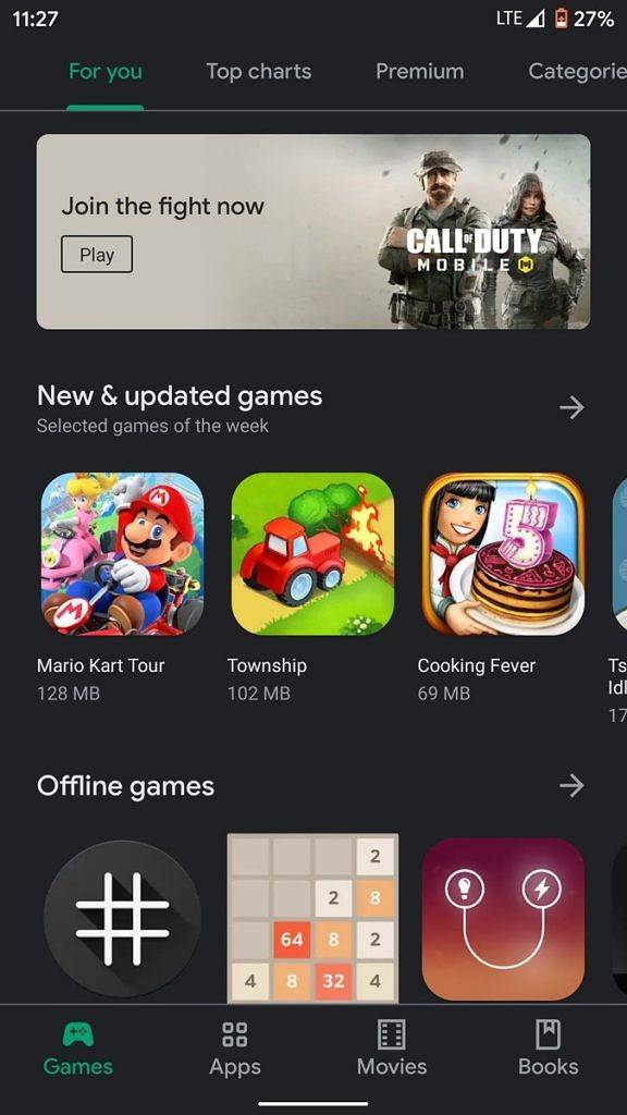 Google Play Store Dark Theme