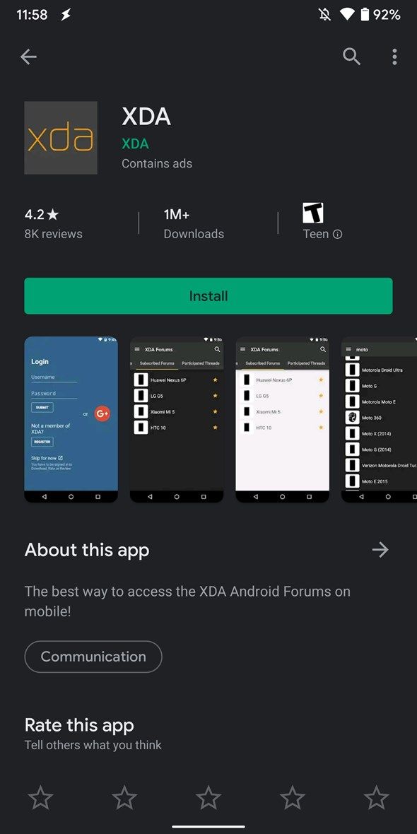 Google Play Store dark mode