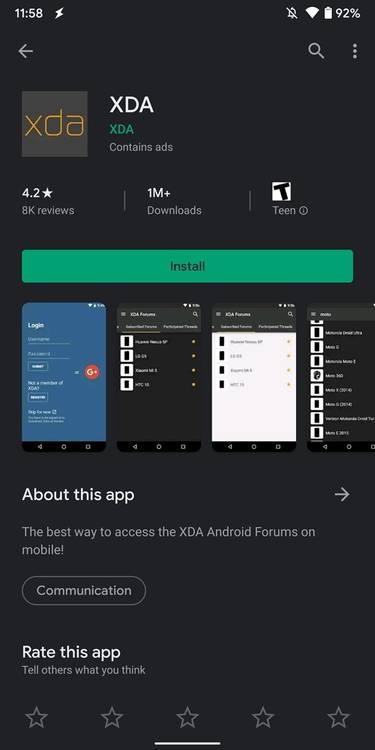 Google Play Store dark mode