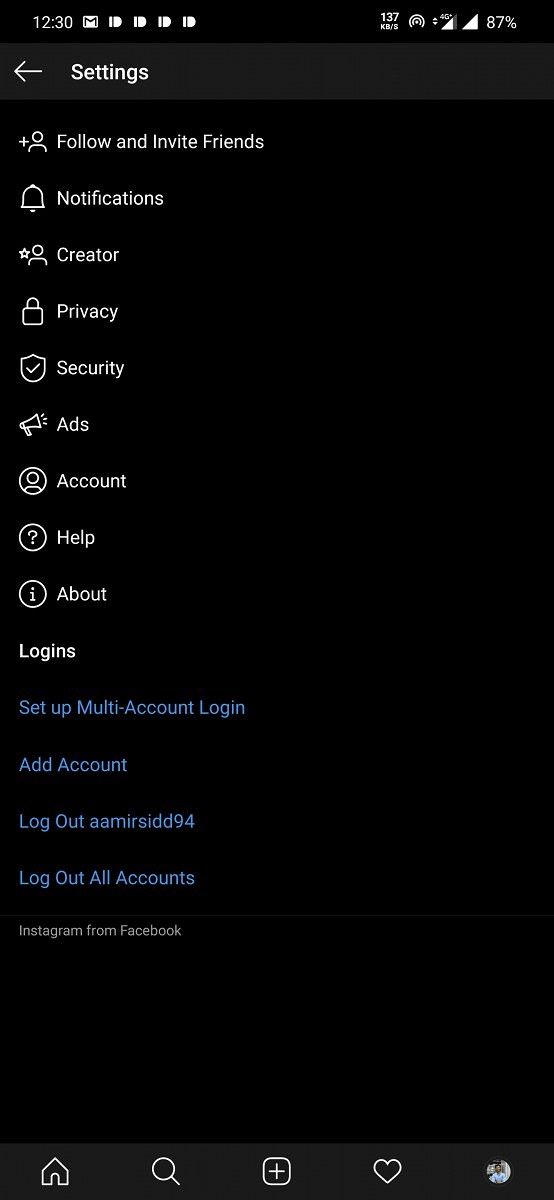 Instagram Dark Mode