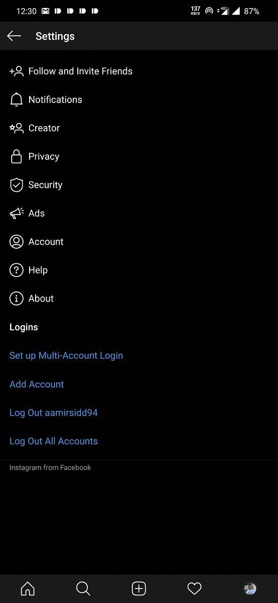 Instagram Dark Mode
