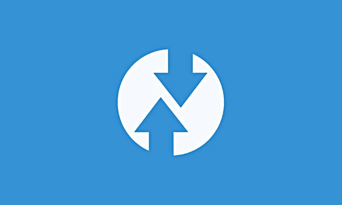 TWRP logo on blue background
