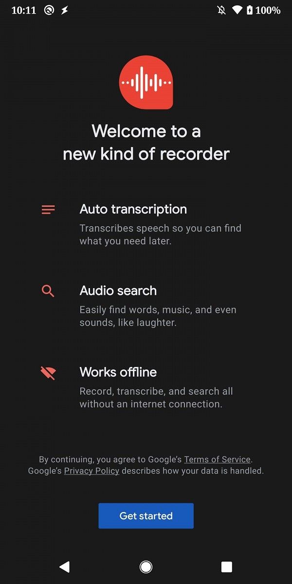 Google Recorder app for the Pixel 4