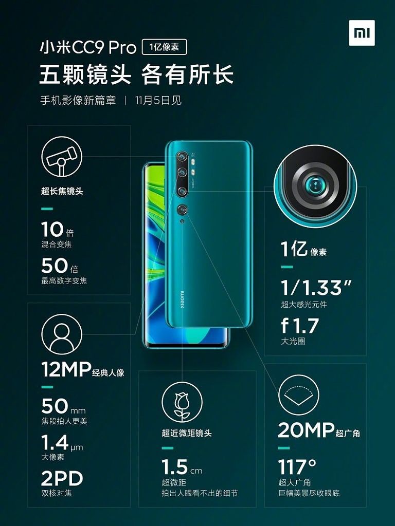 Xiaomi Mi Watch and Mi CC9 Pro product images confirm several specs