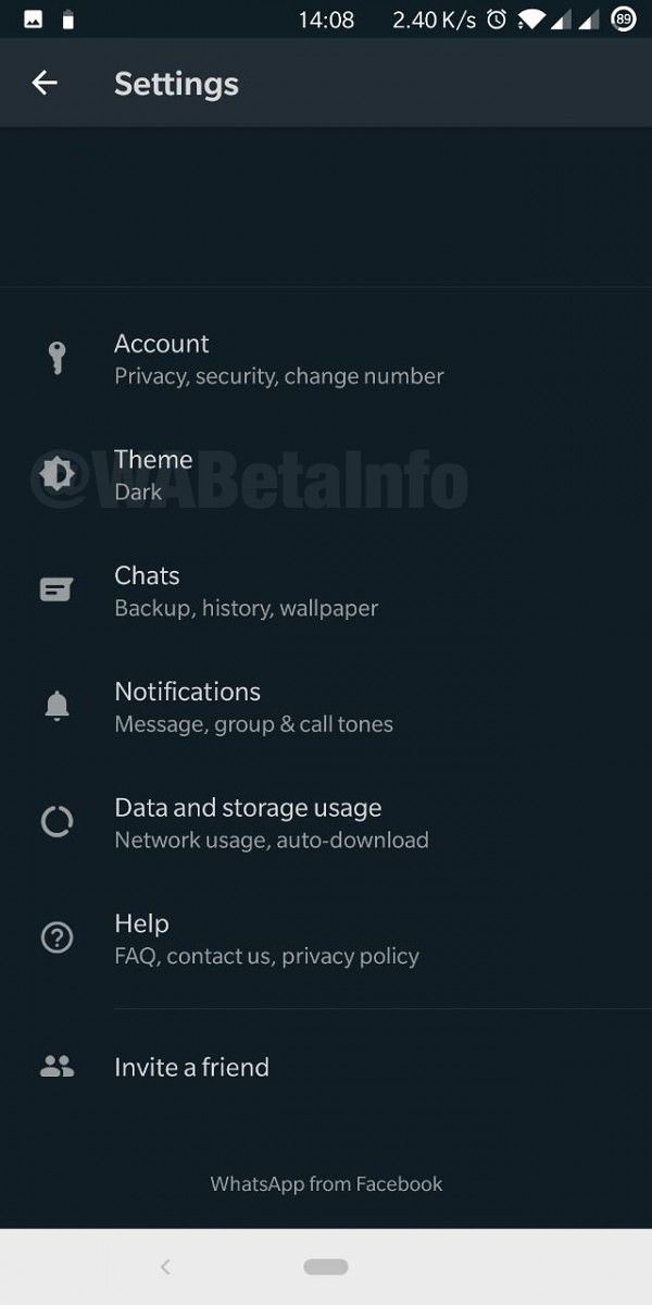 WhatsApp Dark Theme on Beta for Android