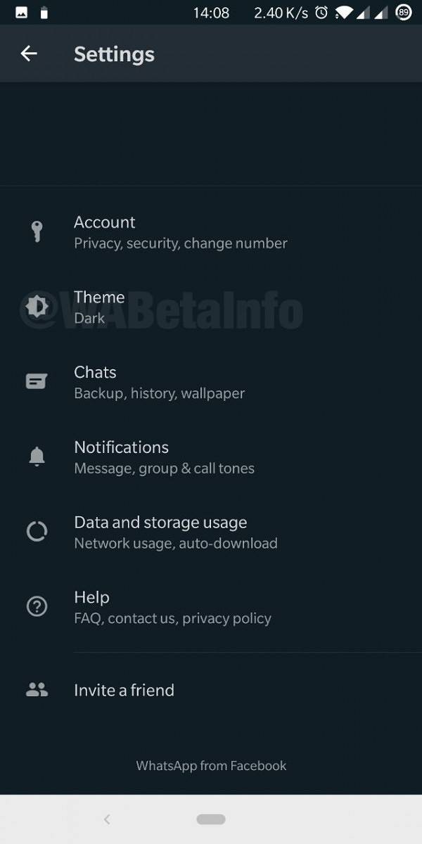 WhatsApp Dark Theme on Beta for Android
