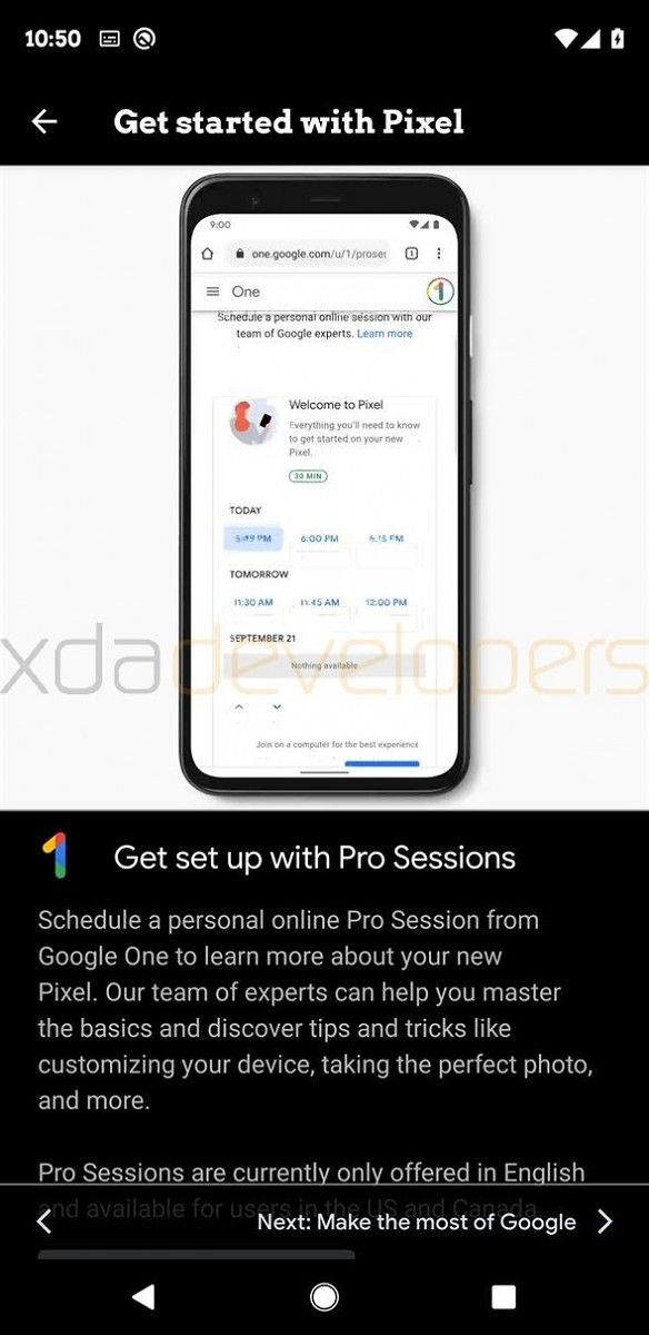 Google Pixel 4 Pro Sessions in Google One