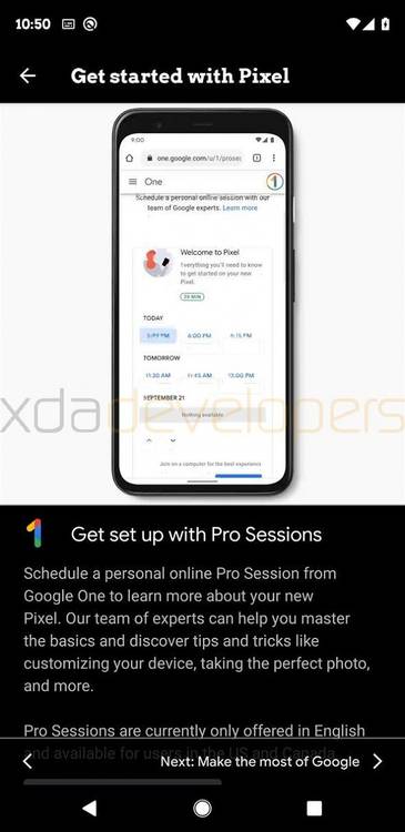 Google Pixel 4 Pro Sessions in Google One