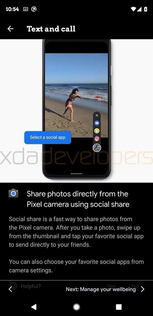 Google Camera social share on the Google Pixel 4