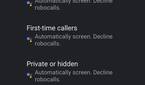Google Pixel Automatic Call Screen settings