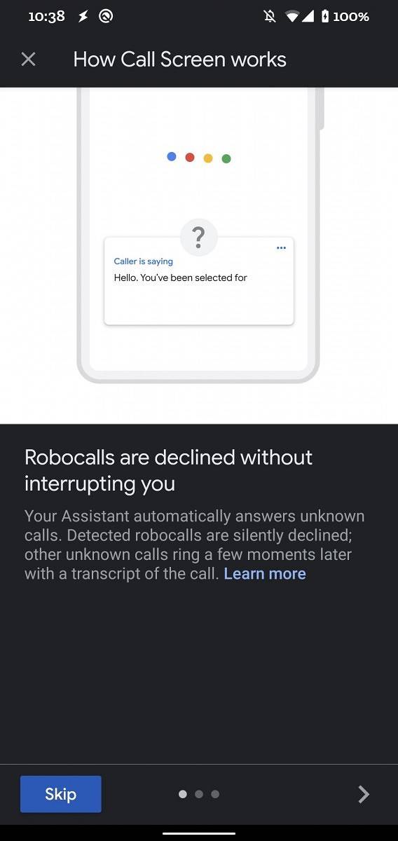 Google Pixel Automatic Call Screen demo