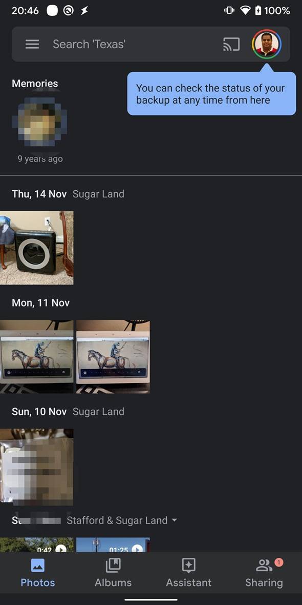 Google Photos Account switcher UI