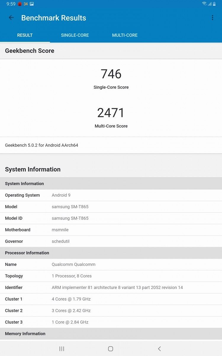 Samsung Galaxy Tab S6 benchmarks