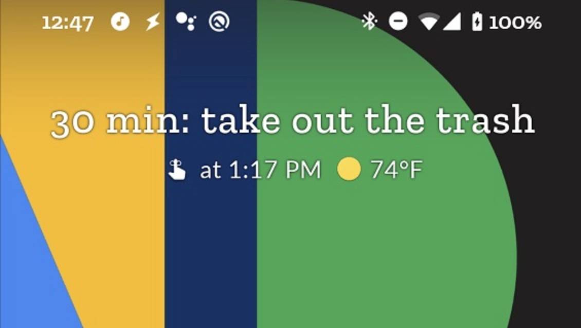 At A Glance widget tests showing Google Assistant reminders