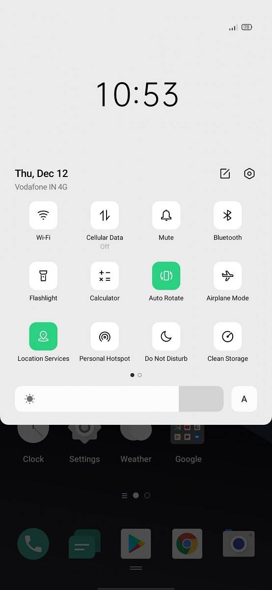 ColorOS 7 control center