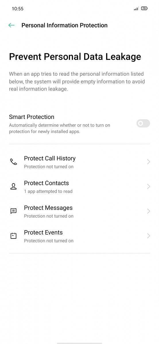 ColorOS 7 personal information protection