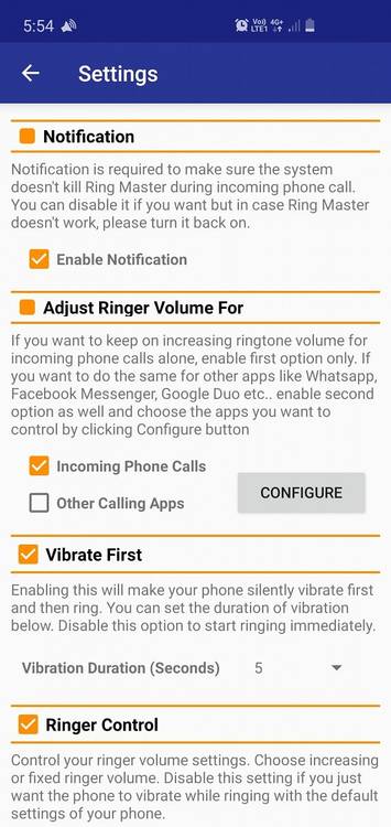 Ring Master is an app that can vibrate first and gradually ring for phone calls Ring Master is an app that can vibrate first and gradually ring for phone calls