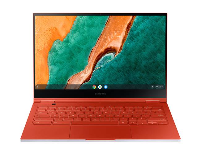 Samsung Galaxy Chromebook in Fiest Red front view