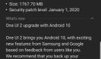 Samsung Galaxy S9 Android 10 update