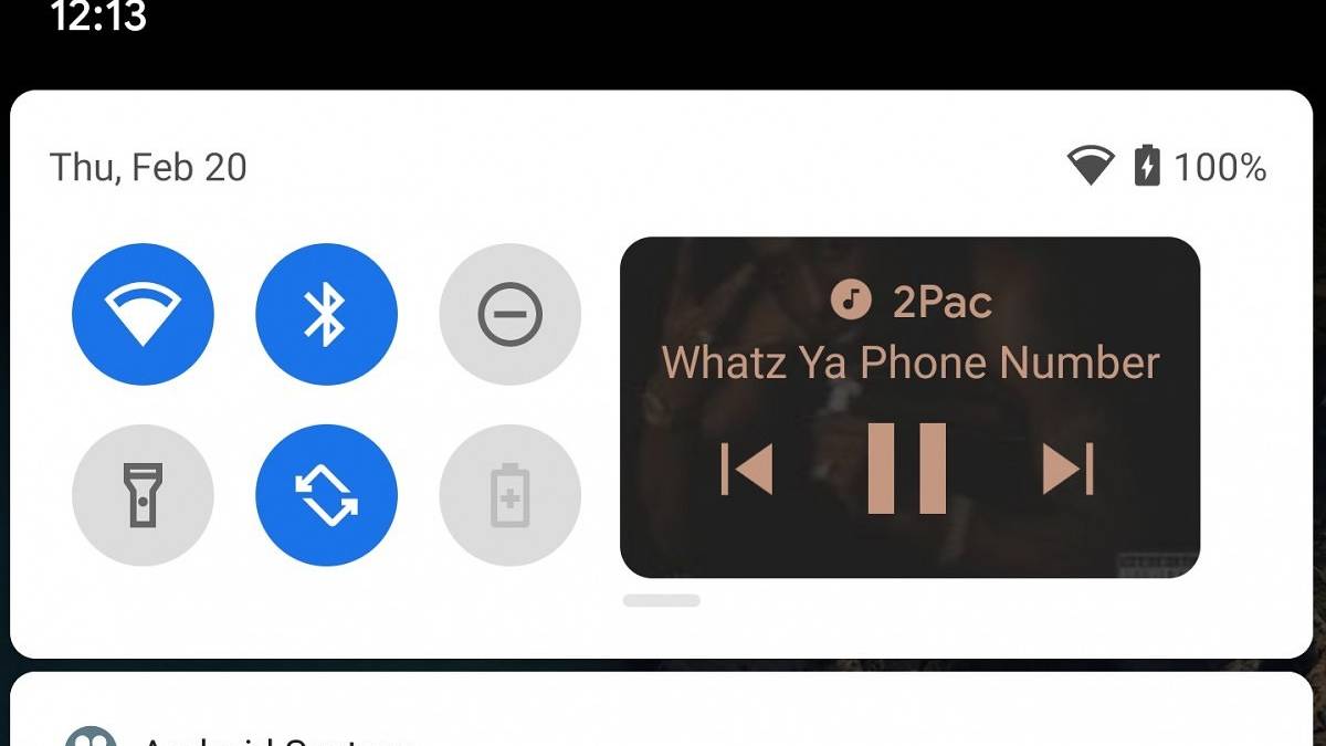 Android 11 Music Player Quick Settings