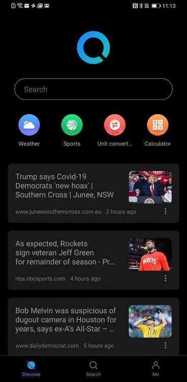 Huawei Search dark theme