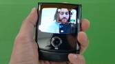 Taking a selfie with the Motorola Razr's small outside screen.