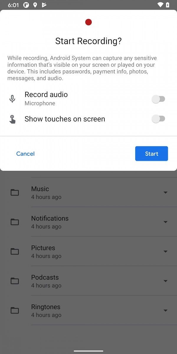Android 11 screen recorder