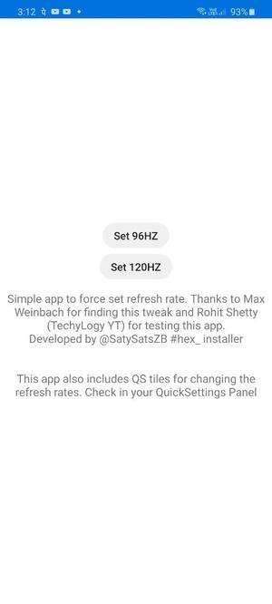 Galaxy S20 Force 96Hz