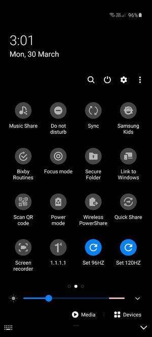 Galaxy S20 Force 96Hz