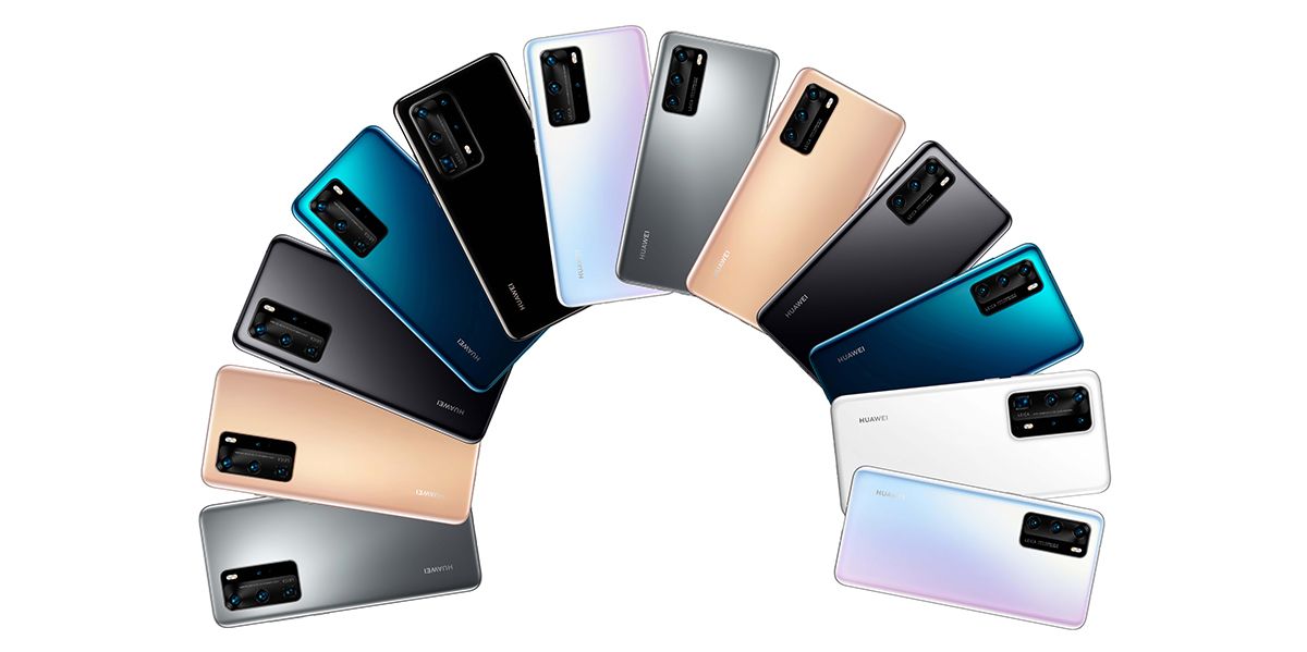 Huawei P40, P40 Pro, P40 Pro Premium Edition color variants shown