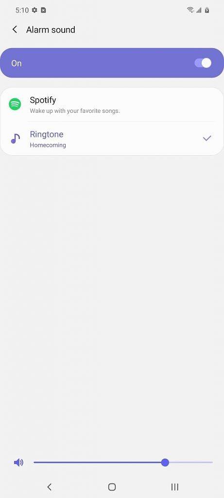 Samsung Clock app Spotify integration