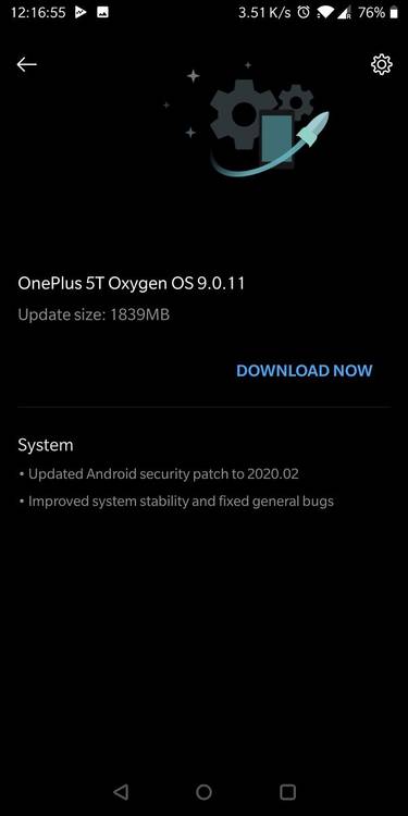 OxygenOS 9.0.11 for OnePlus 5T