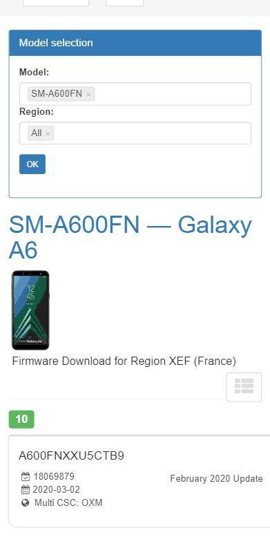 Galaxy A6 (2018) One UI 2.0 update