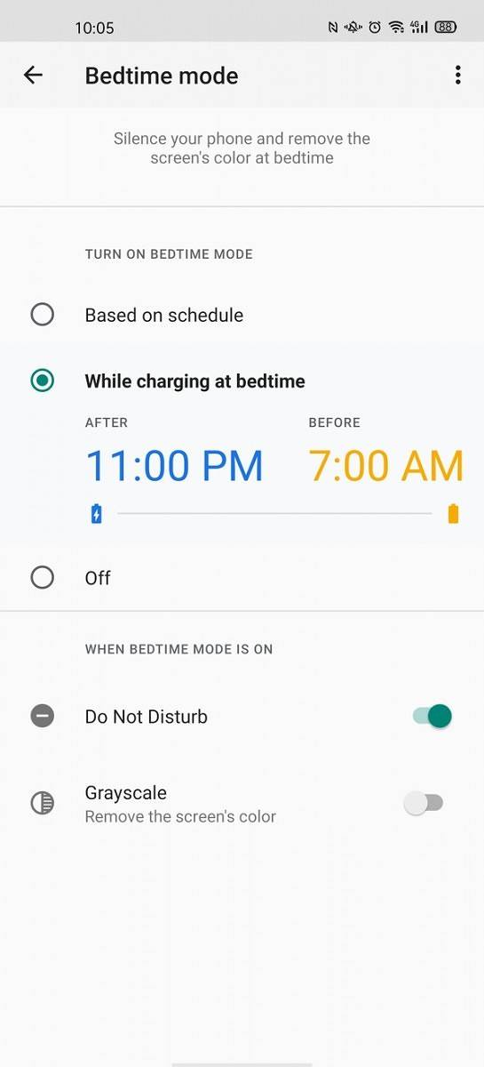 Digital wellbeing bedtime mode