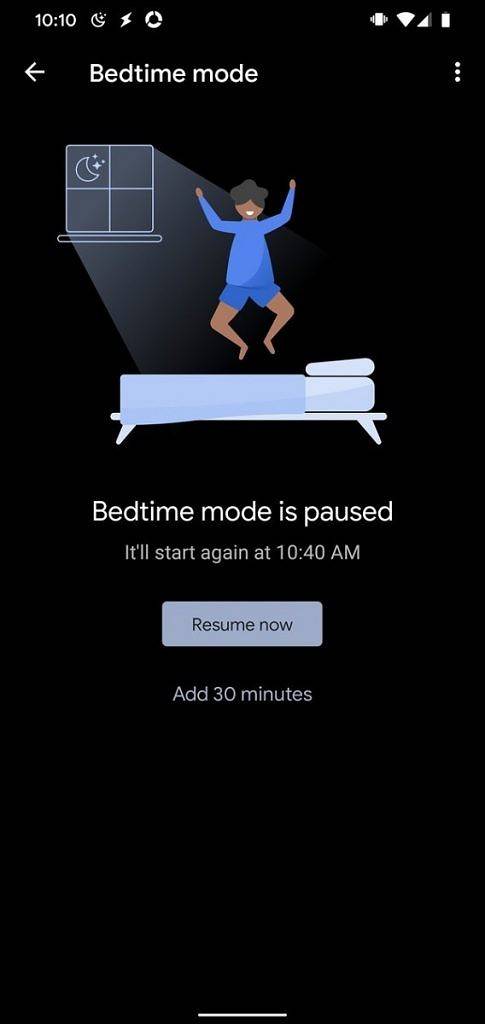 Digital wellbeing bedtime mode