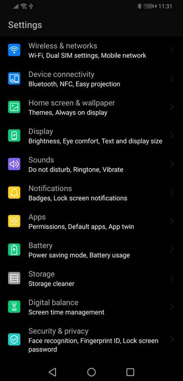 EMUI 9 dark theme