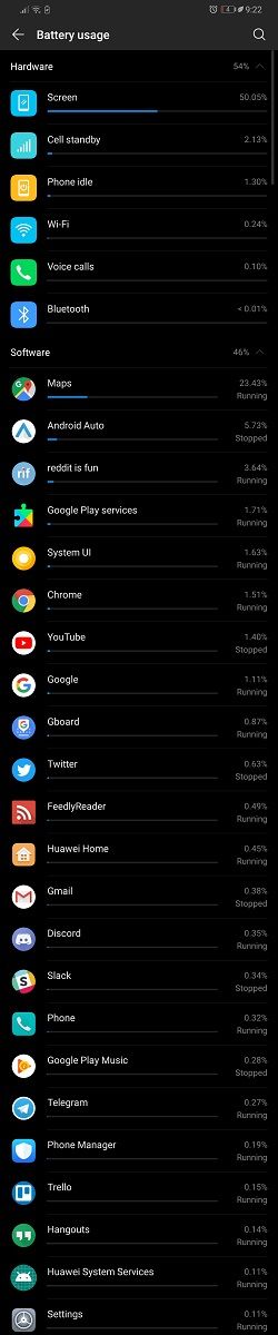 EMUI 9 and Magic UI 2 battery settings