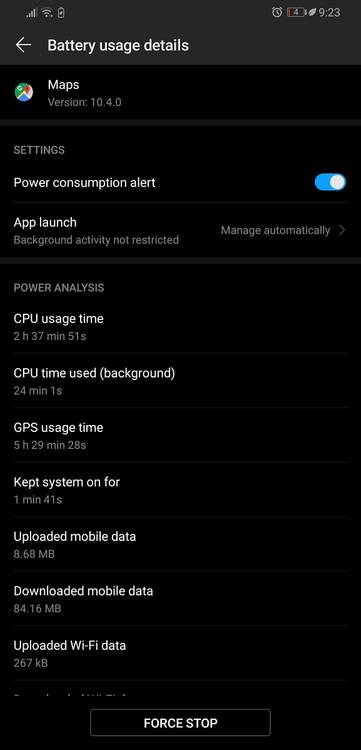 EMUI 9 and Magic UI 2 battery settings