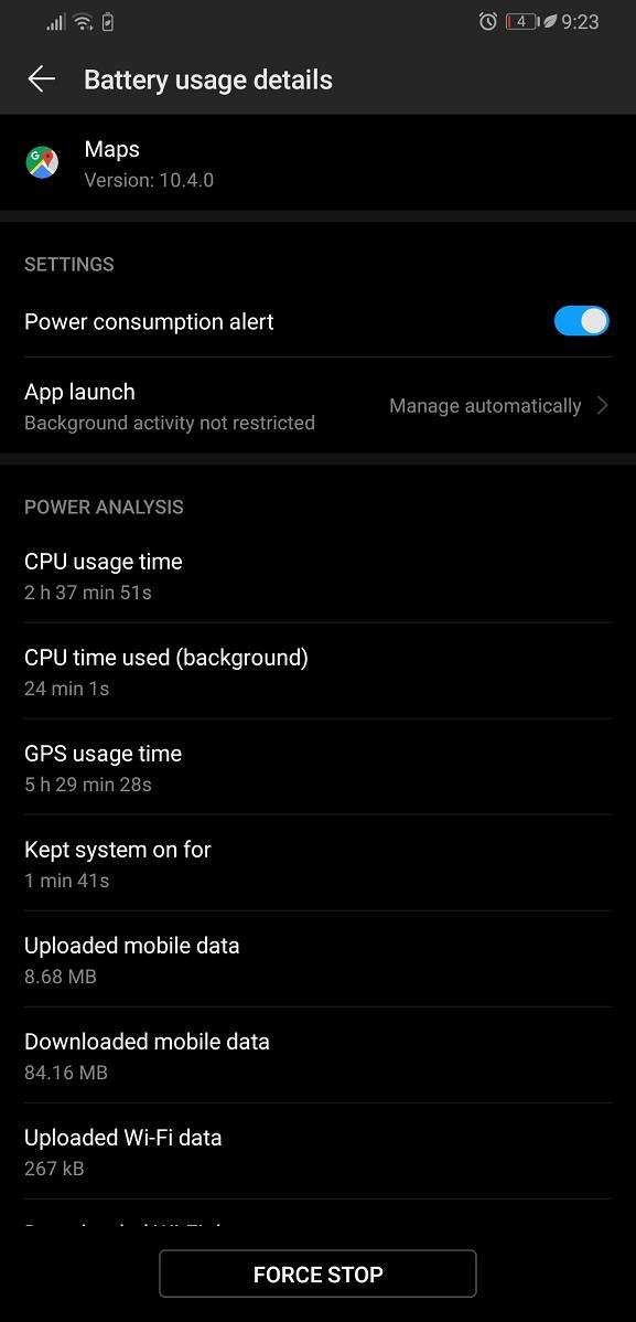 EMUI 9 and Magic UI 2 battery settings