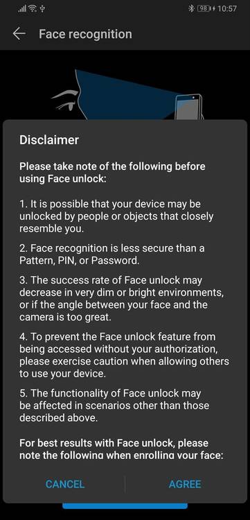 EMUI 9 and Magic UI 2 face recognition