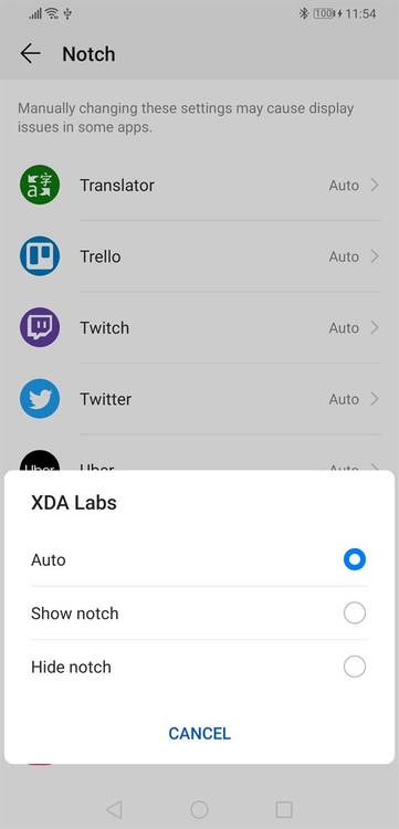 EMUI 9 and Magic UI 2 notch settings