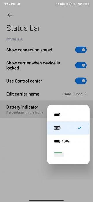 MIUI 12 status bar