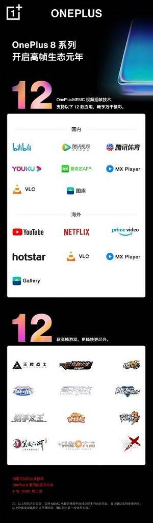 OnePlus 8 MEMC supported apps